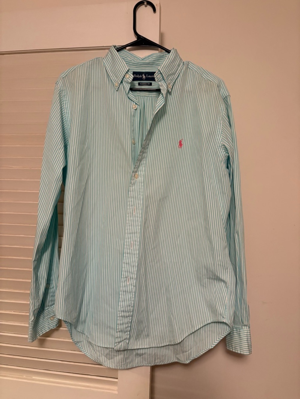 Ralph Lauren Light Green & White Striped Button-Down Shirt